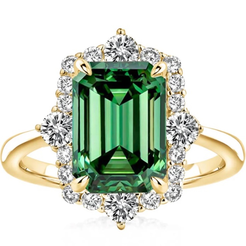 Neiman Marcus Green Gemstone Ring with Gold Band